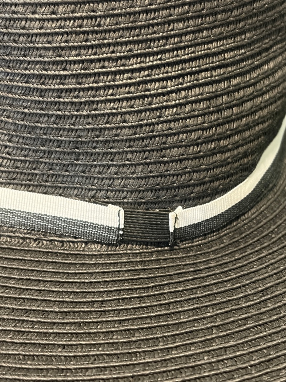 π₯ππ₯ Stella & Dot Black Straw Sun Hat with Black & White Ribbon - "Off Duty" Band - Picture 5 of 6